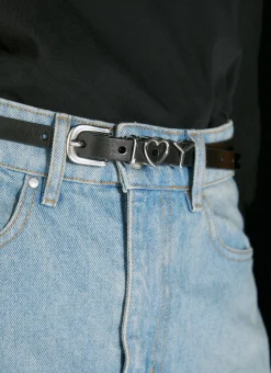 Men Y/Project Belts^Heart Leather Belt