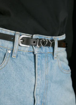 Men Y/Project Belts^Heart Leather Belt
