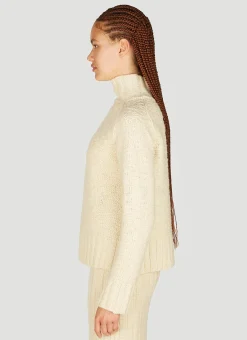 High Neck Textured Knit Sweater><noscript><img width=