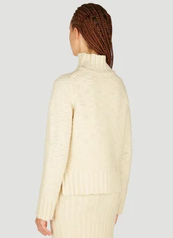 High Neck Textured Knit Sweater><noscript><img width=