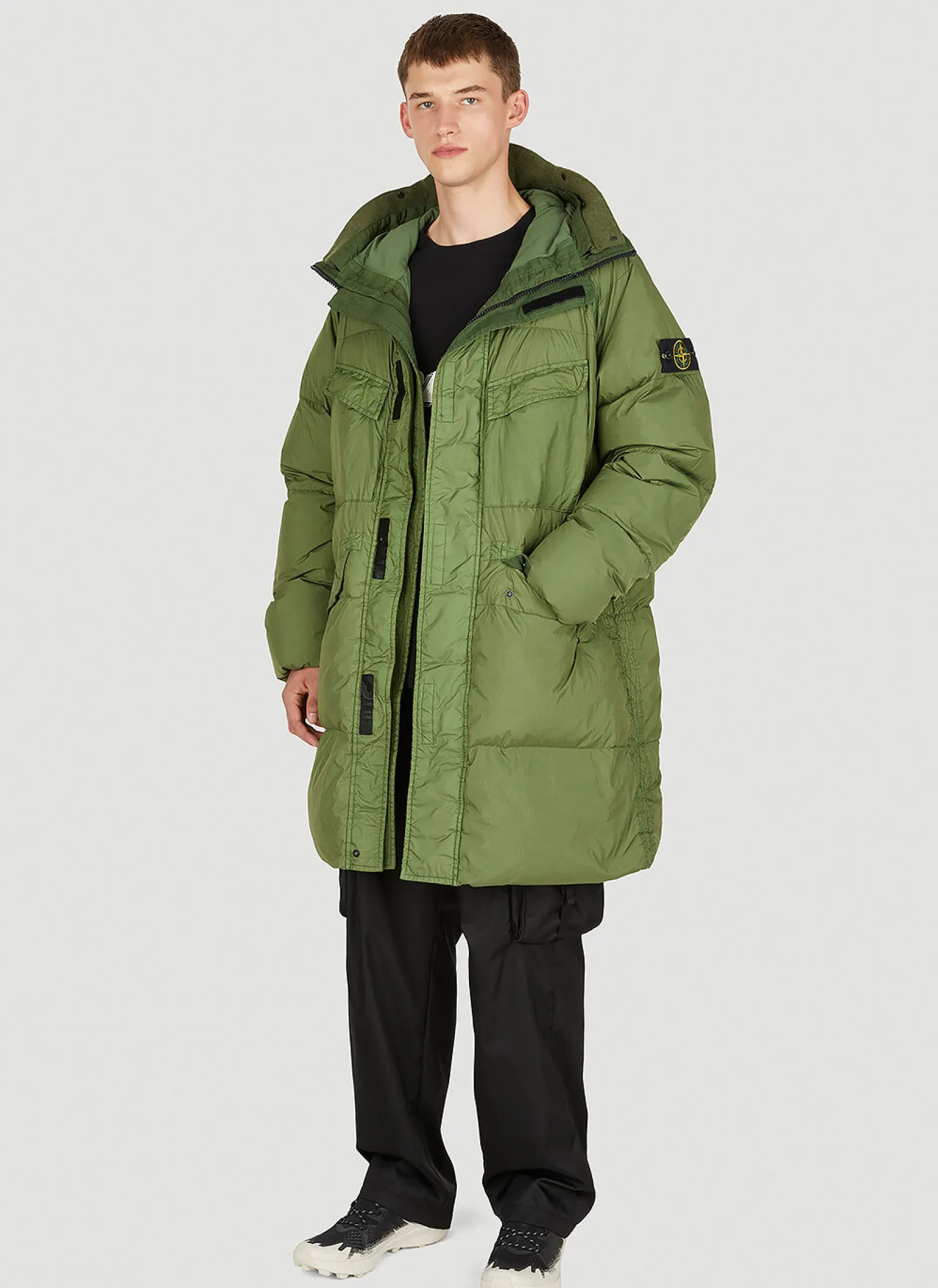 Men Stone Island Coats^Hooded Down Parka Coat