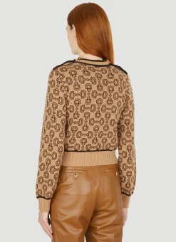 Horsebit Jacquard Sweater><noscript><img width=