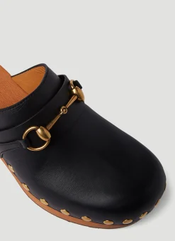 Horsebit Leather Clogs><noscript><img width=