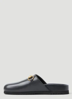 Horsebit Leather Slipper Shoes><noscript><img width=