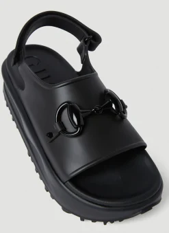 Horsebit Plaque Sandals><noscript><img width=