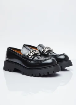 Interlocking G Chain Leather Loafers></noscript>Gucci Best