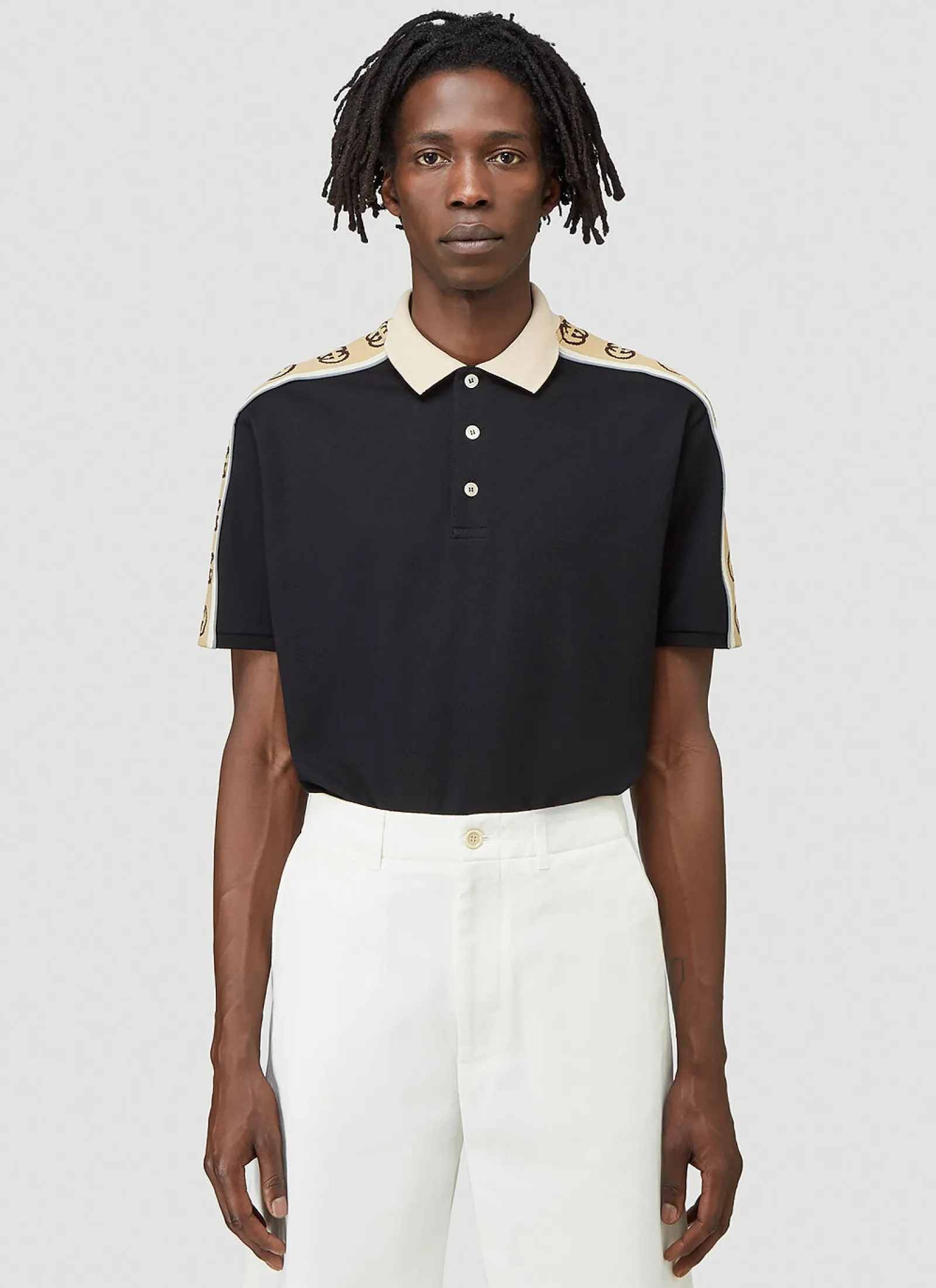 Men Gucci Polo Shirts^Interlocking G Stripe Polo Shirt