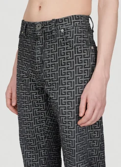 Men Balmain Jeans^Jacquard Monogram Denim Jeans
