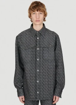Men Balmain Shirts^Jacquard Monogram Denim Shirt