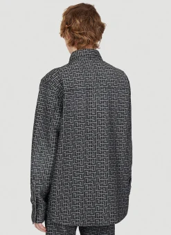 Men Balmain Shirts^Jacquard Monogram Denim Shirt