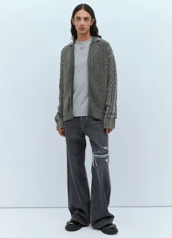 Men Diesel Knitwear^K-Epano Washed Cable Knit Cardigan