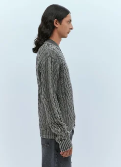 Men Diesel Knitwear^K-Epano Washed Cable Knit Cardigan
