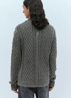 Men Diesel Knitwear^K-Epano Washed Cable Knit Cardigan