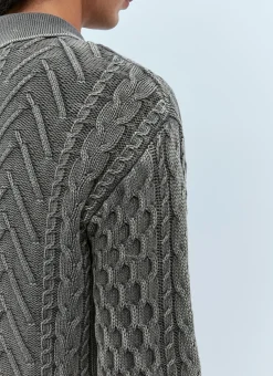 Men Diesel Knitwear^K-Epano Washed Cable Knit Cardigan
