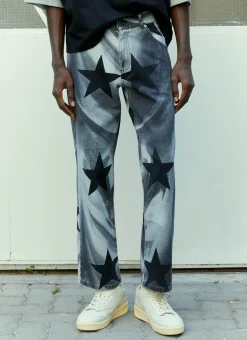 Men Liberal Youth Ministry Jeans^Kiss Print Denim Jeans