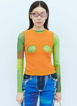 Knit Bubble Cut-Out Vest><noscript><img width=