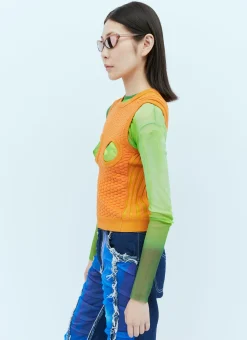 Knit Bubble Cut-Out Vest><noscript><img width=