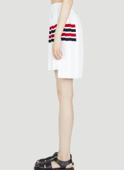 Knit Four Bar Pleated Skirt><noscript><img width=