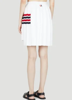 Knit Four Bar Pleated Skirt><noscript><img width=