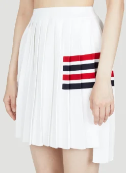 Knit Four Bar Pleated Skirt><noscript><img width=
