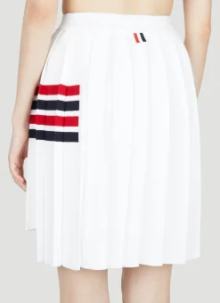 Knit Four Bar Pleated Skirt><noscript><img width=