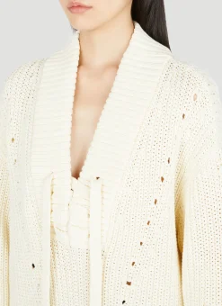 Lace-Up Knit Sweater></noscript>Gucci Online