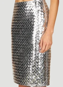Laminated Leather Skirt></noscript>Bottega Veneta Hot