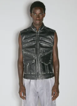 Men Dolce & Gabbana Tops^Leather Biker Vest