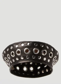 Men Gucci Hats^Leather Embellished Beret