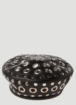 Men Gucci Hats^Leather Embellished Beret
