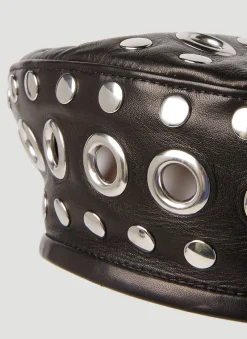 Men Gucci Hats^Leather Embellished Beret