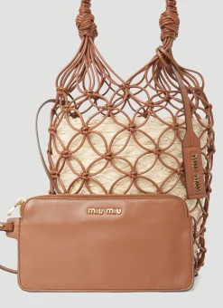 Leather Mesh And Straw Bucket Bag></noscript>Miu Miu Sale