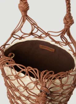 Leather Mesh And Straw Bucket Bag></noscript>Miu Miu Sale