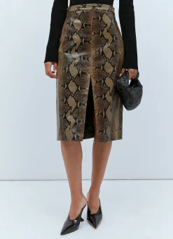 Leather Snake Skin Embossed Skirt>KHAITE Hot