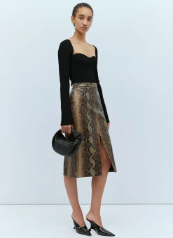 Leather Snake Skin Embossed Skirt>KHAITE Hot