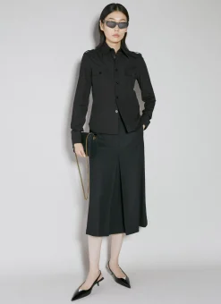 Leather Trim Midi Skirt>Saint Laurent Best