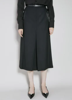Leather Trim Midi Skirt>Saint Laurent Best