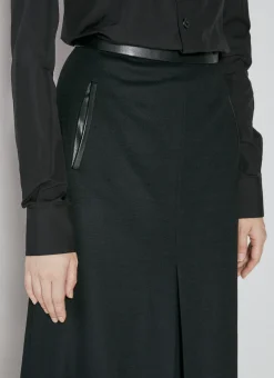 Leather Trim Midi Skirt></noscript>Saint Laurent Best