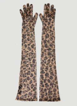 Men Gucci Gloves^Leopard Print Gloves