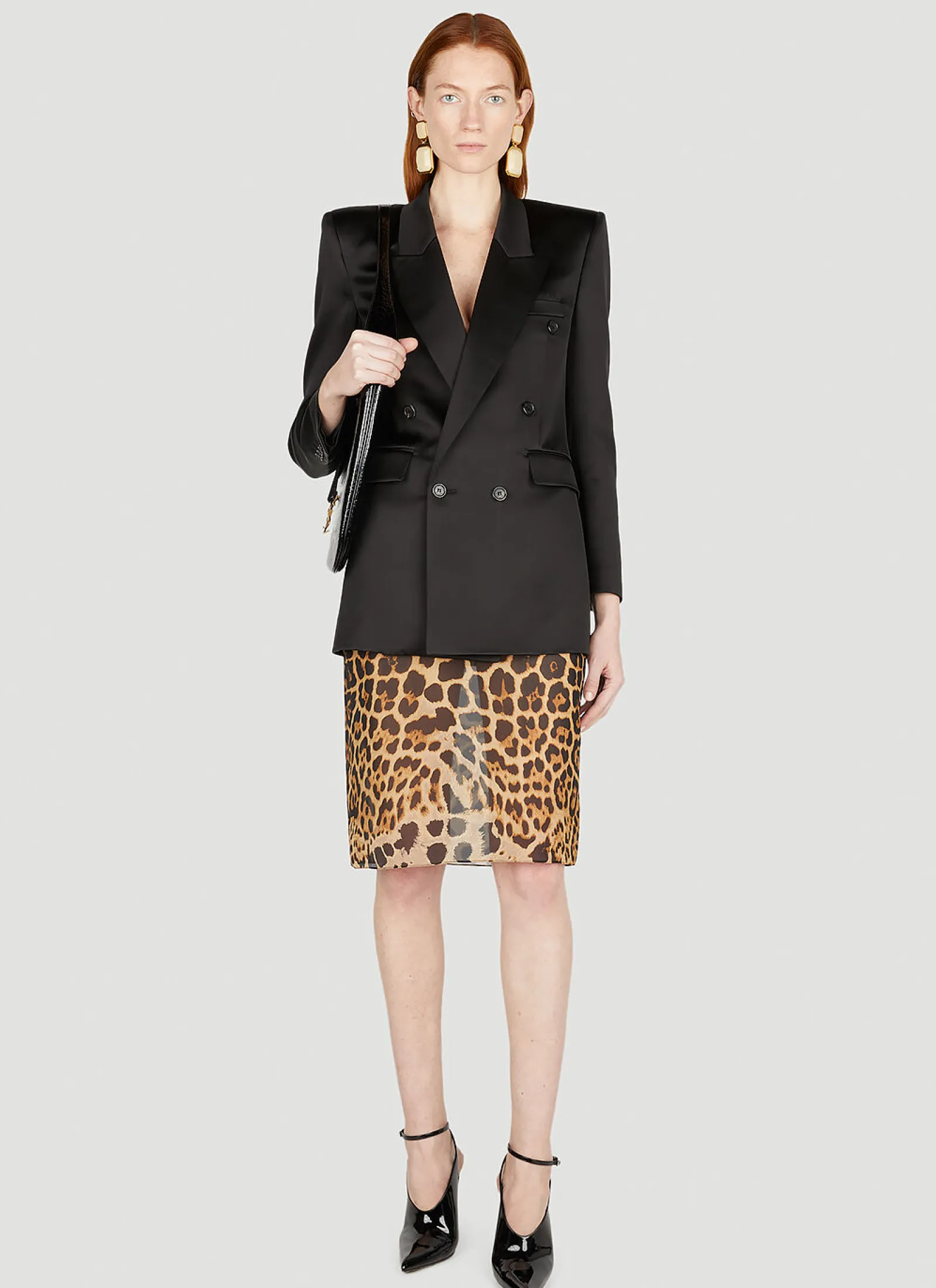 Leopard Print Midi Skirt>Saint Laurent Sale