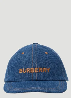 Men Burberry Hats^Logo Denim Baseball Cap