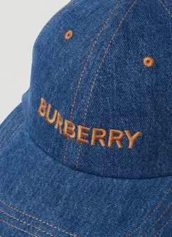 Men Burberry Hats^Logo Denim Baseball Cap