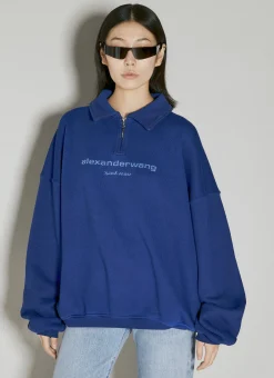 Logo Embellished Half-Zip Sweatshirt></noscript>Alexander Wang Hot