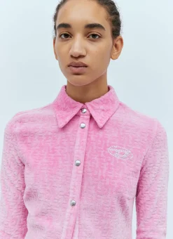 Logo Embossed Velvet Shirt></noscript>Diesel