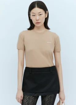 Logo Embroidery Cashmere Sweater>Miu Miu Discount