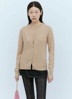 Logo Embroidery Cashmere Cardigan>Miu Miu Outlet