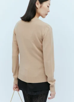 Logo Embroidery Cashmere Cardigan><noscript><img width=