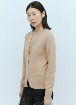 Logo Embroidery Cashmere Cardigan><noscript><img width=