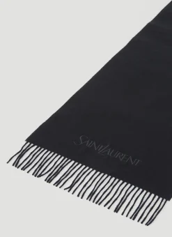 Men Saint Laurent Scarves^Logo Embroidery Cashmere Scarf