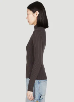 Logo Embroidery High Neck Sweater></noscript>Courrèges